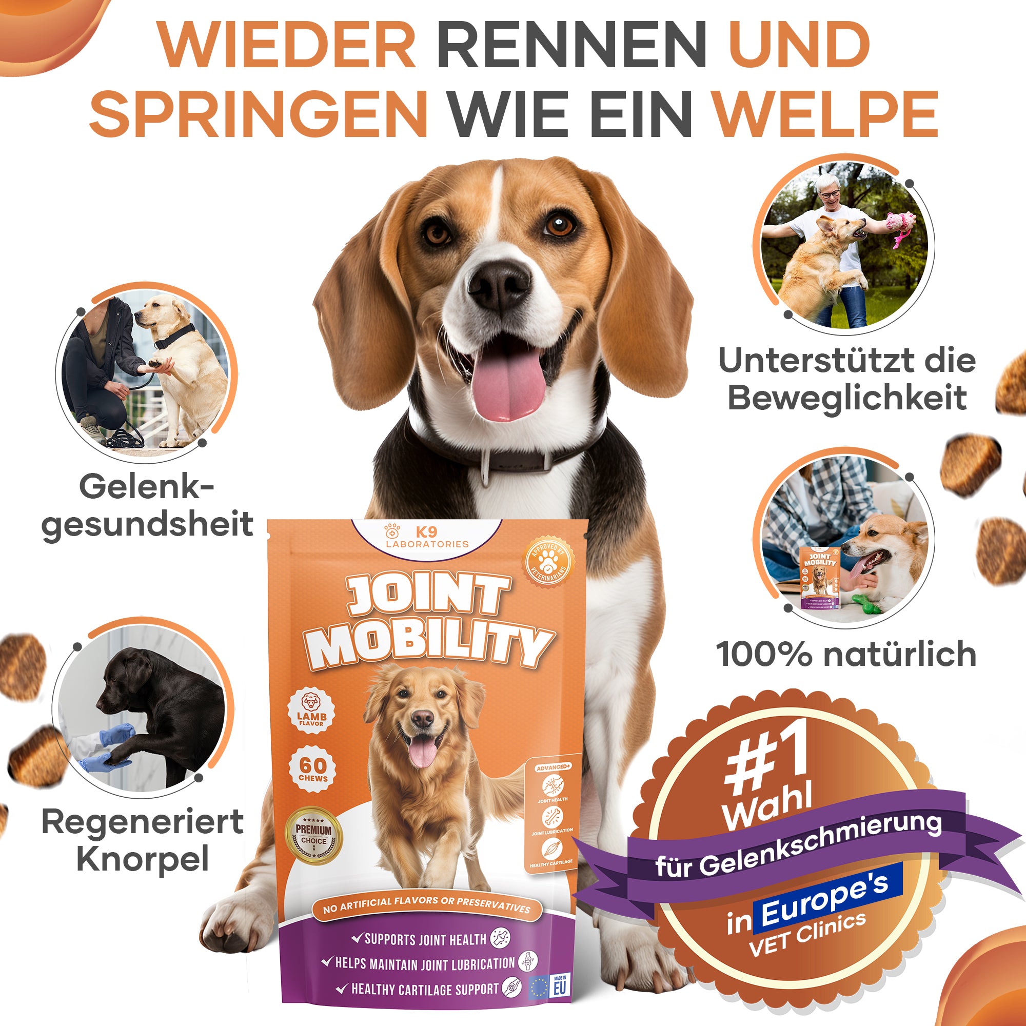 Joint Mobility Kausnack - Unterstützt Gelenke & Knochen - Lassen Sie Ihren Hund wieder springen & toben