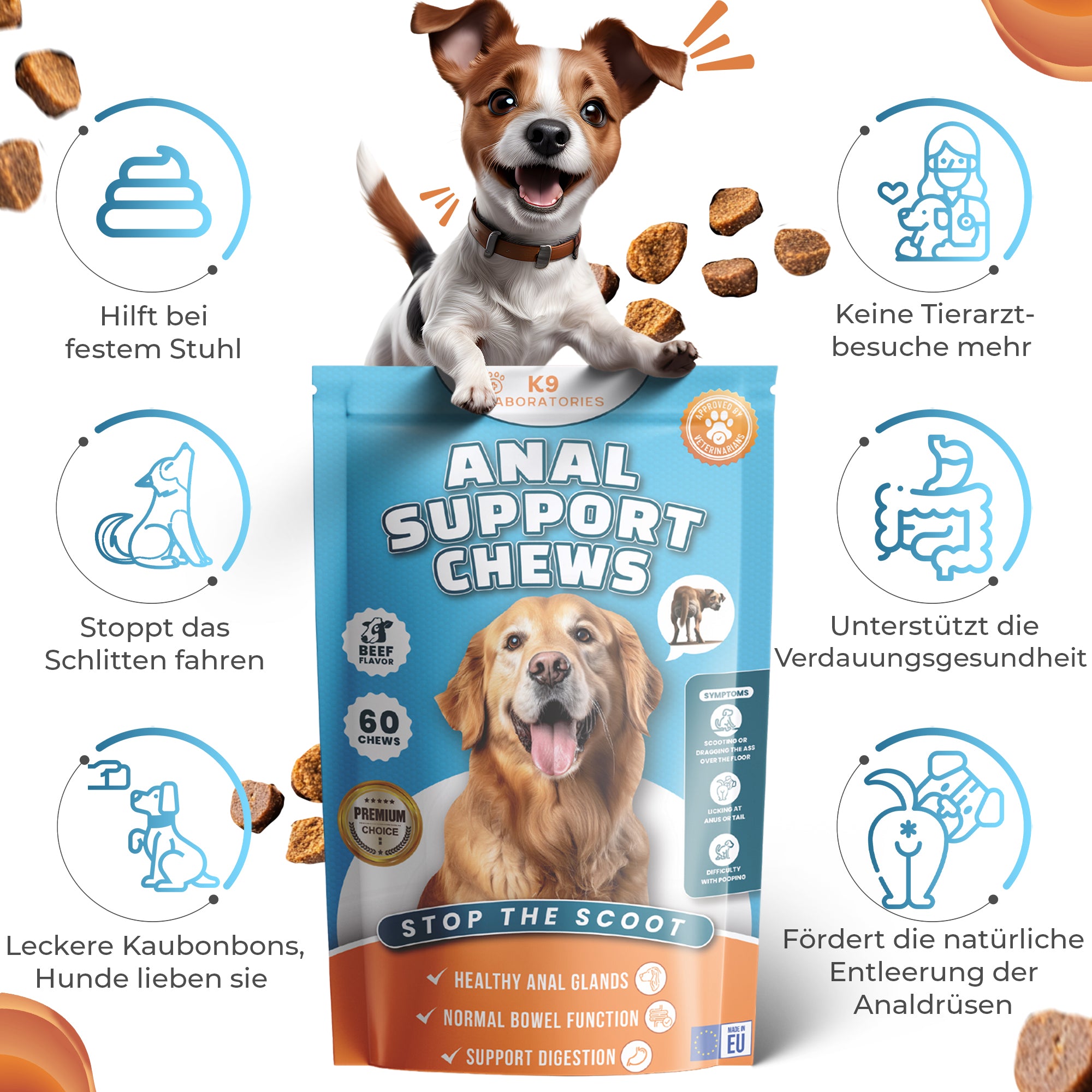 Anal Support Kausnack - Befreien Sie Ihren Hund von ständigem Po-Jucken und schlittenfahren