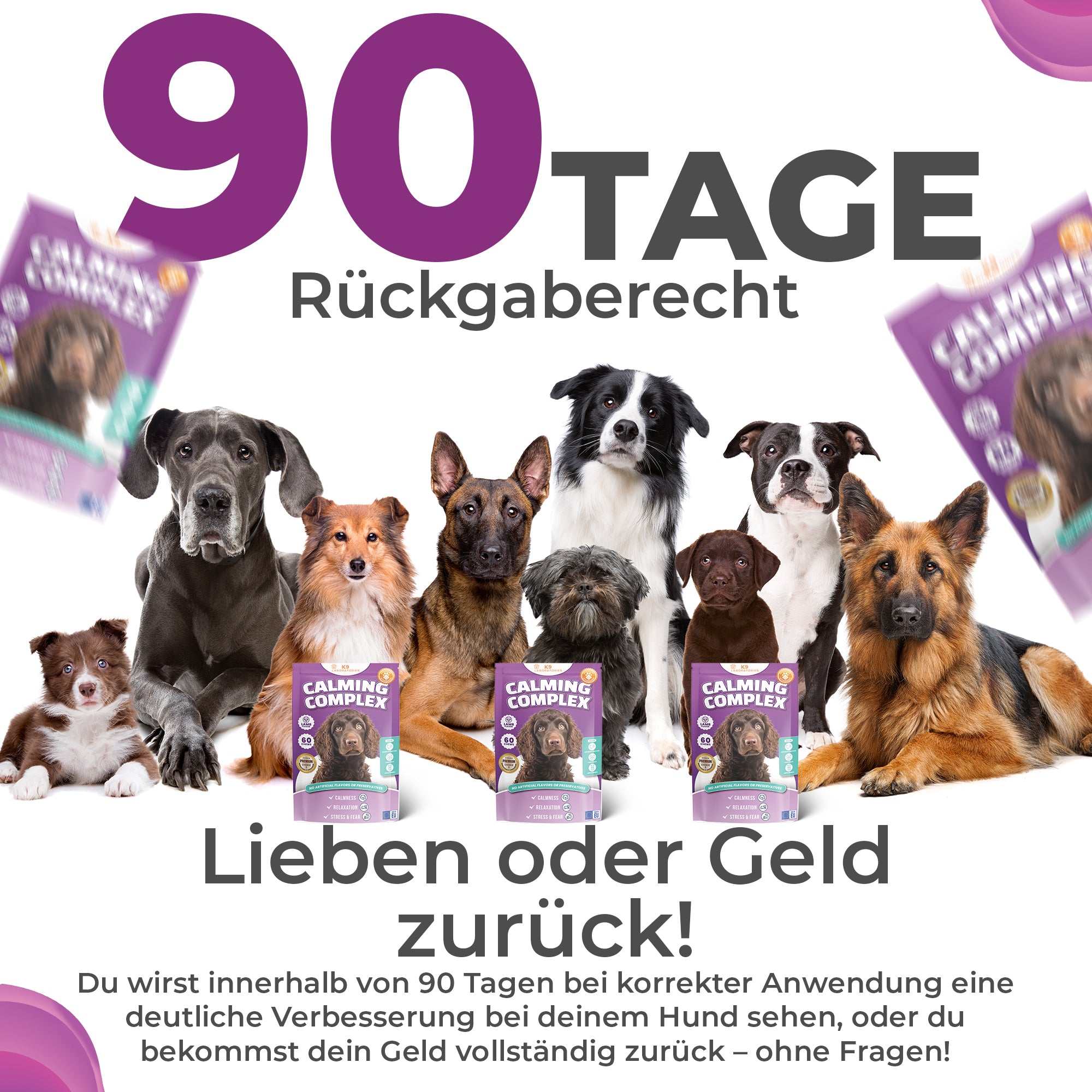 Calming Kausnack - Schnelle Hilfe bei Stressverhalten - natürliche Beruhigung - Weniger Bellen, mehr Balance