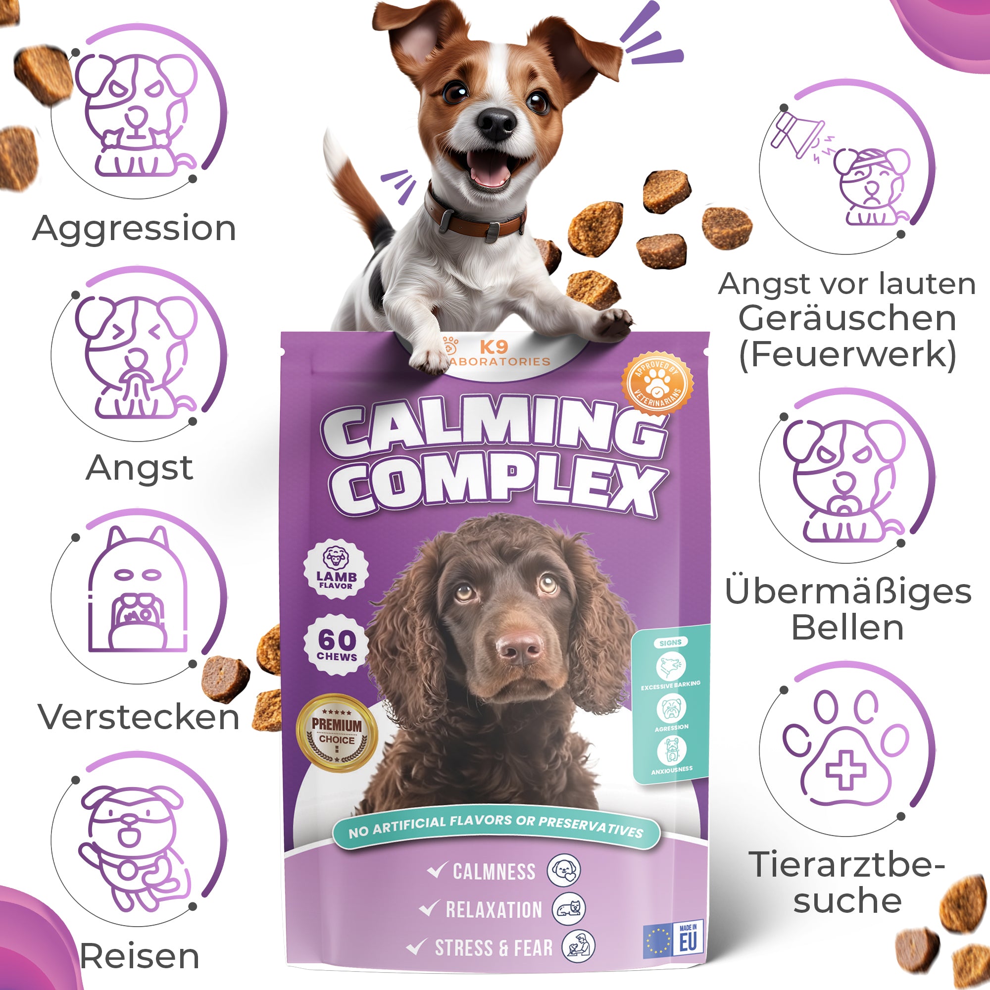 Calming Kausnack - Schnelle Hilfe bei Stressverhalten - natürliche Beruhigung - Weniger Bellen, mehr Balance