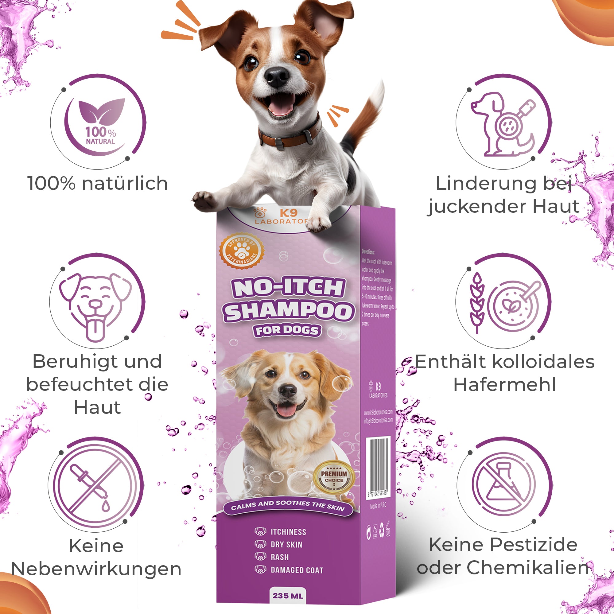 Anti Juckreiz Shampoo - gegen Kratzen & Lecken - Für sensible & allergische Hundehaut - Beruhigt sofort