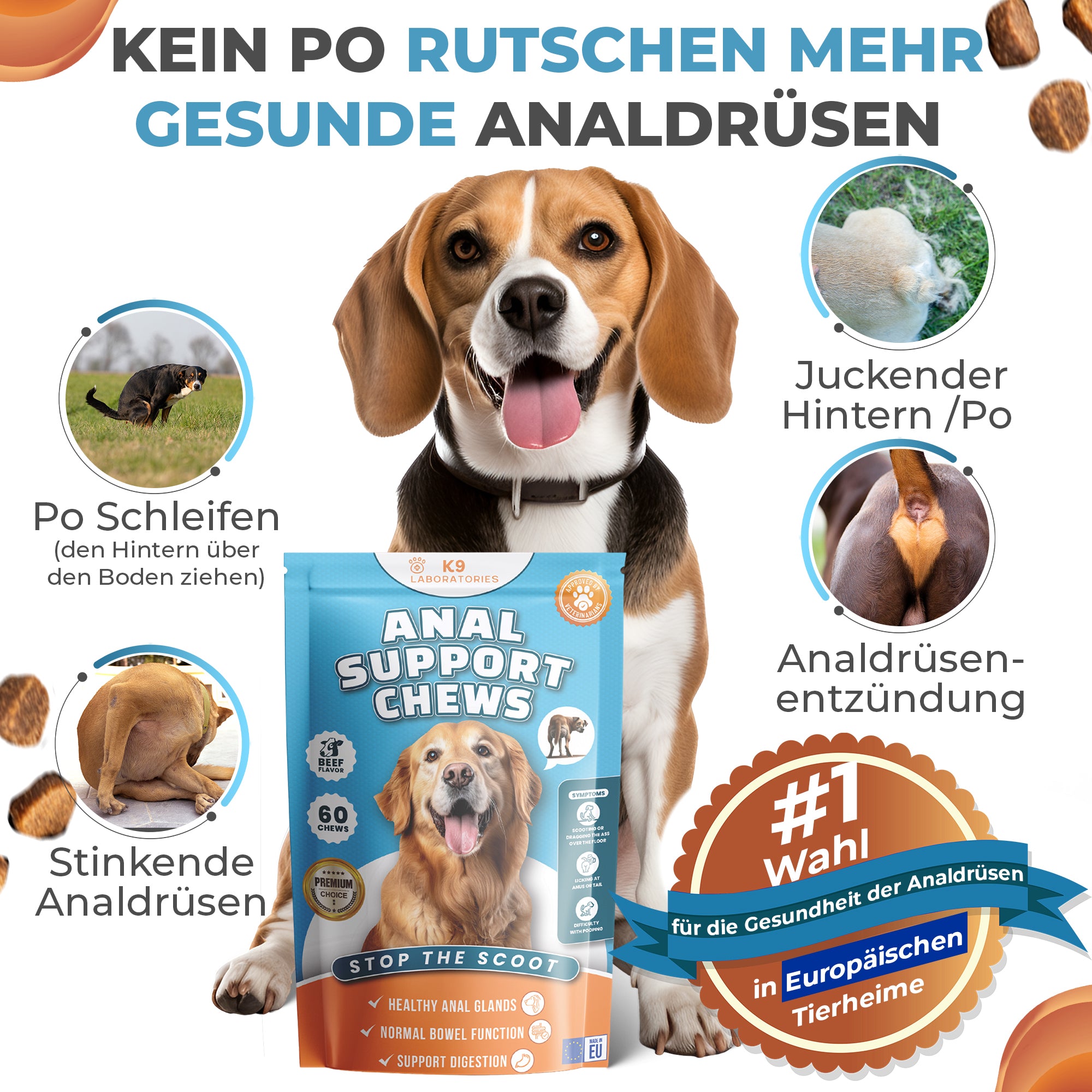 Anal Support Kausnack - Befreien Sie Ihren Hund von ständigem Po-Jucken und schlittenfahren