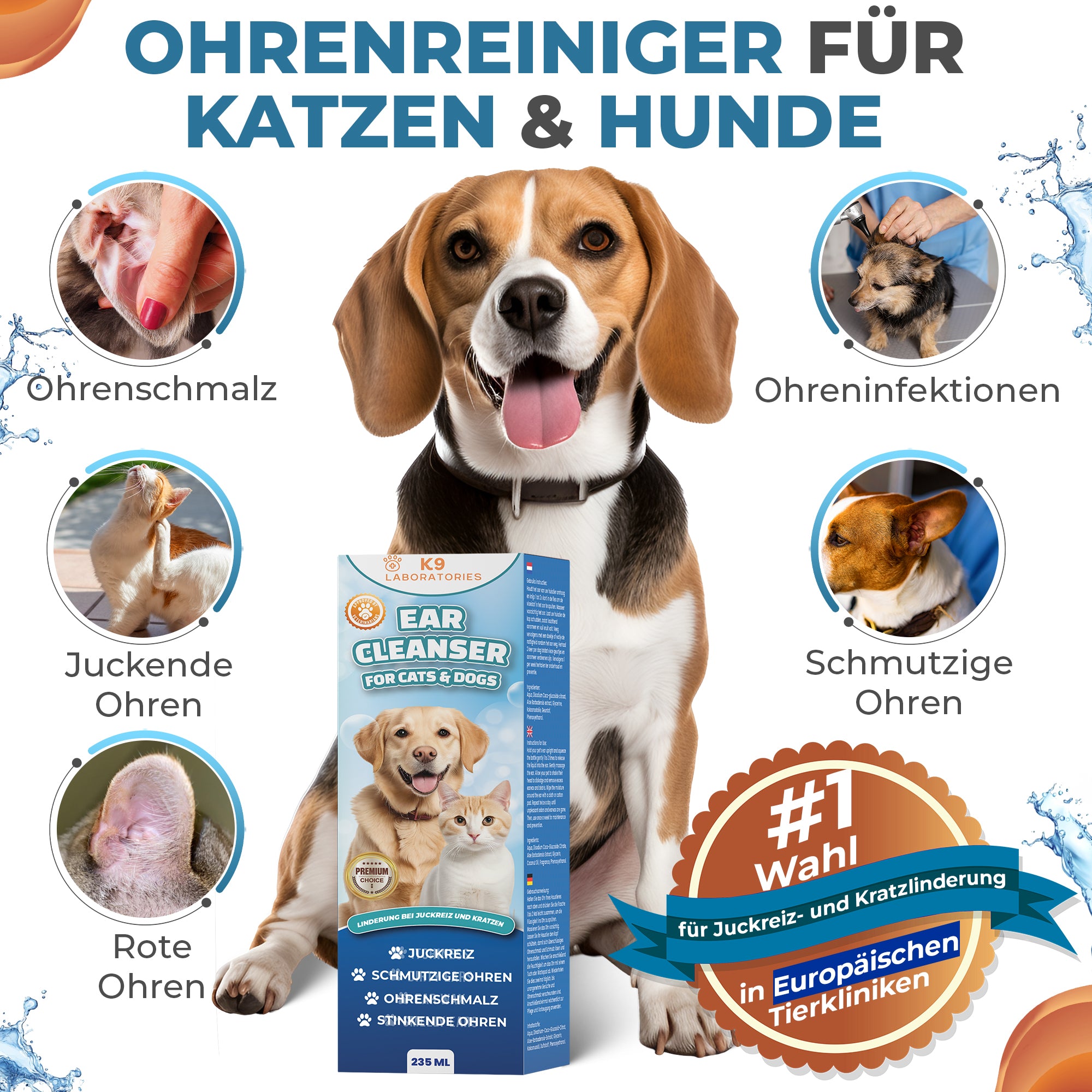 Ohrreiniger für Hunde - Ohrpflege ohne Stress – gegen Schmutz, Geruch & Entzündungen - ganz natürlich -