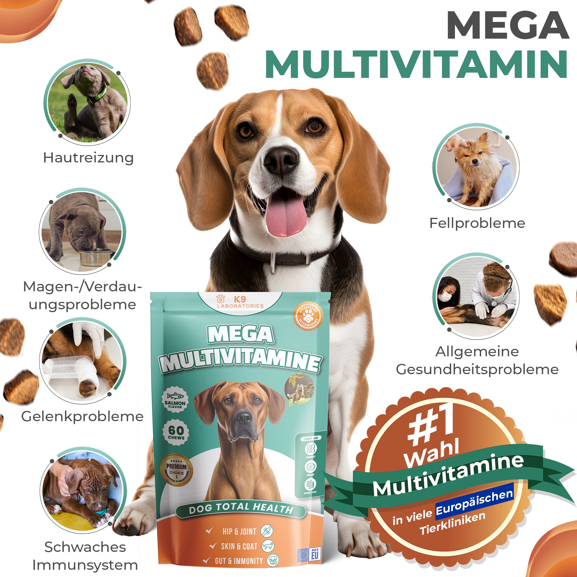 Mega Multivitamine Kausnack - Power für jeden Tag - Kraftpaket für Fell, Knochen & Herz