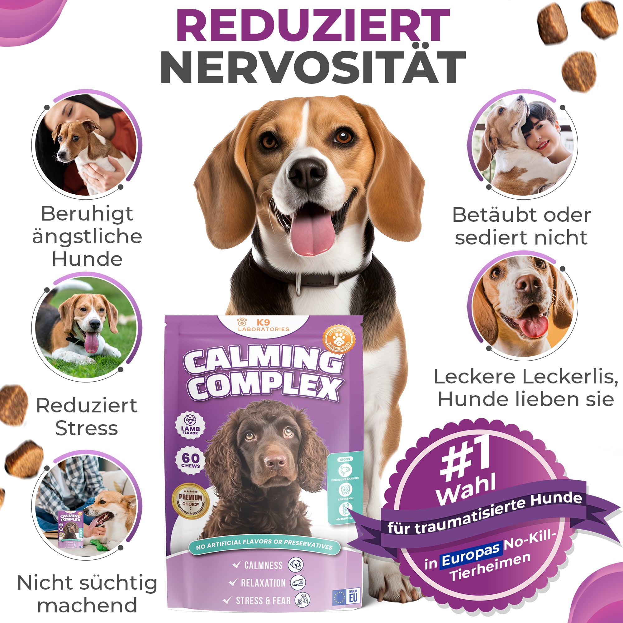 Calming Kausnack - Schnelle Hilfe bei Stressverhalten - natürliche Beruhigung - Weniger Bellen, mehr Balance