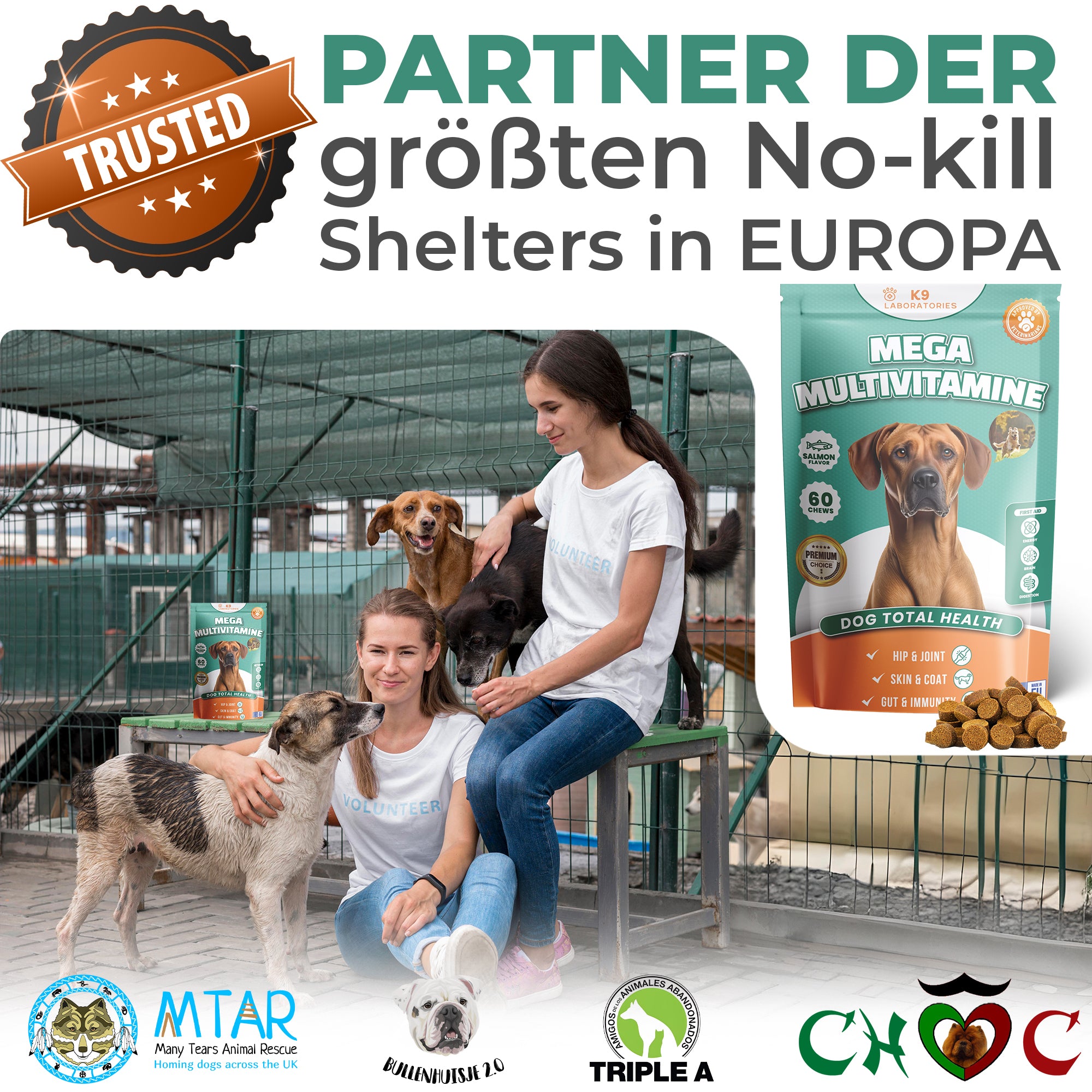 Mega Multivitamine Kausnack - Power für jeden Tag - Kraftpaket für Fell, Knochen & Herz