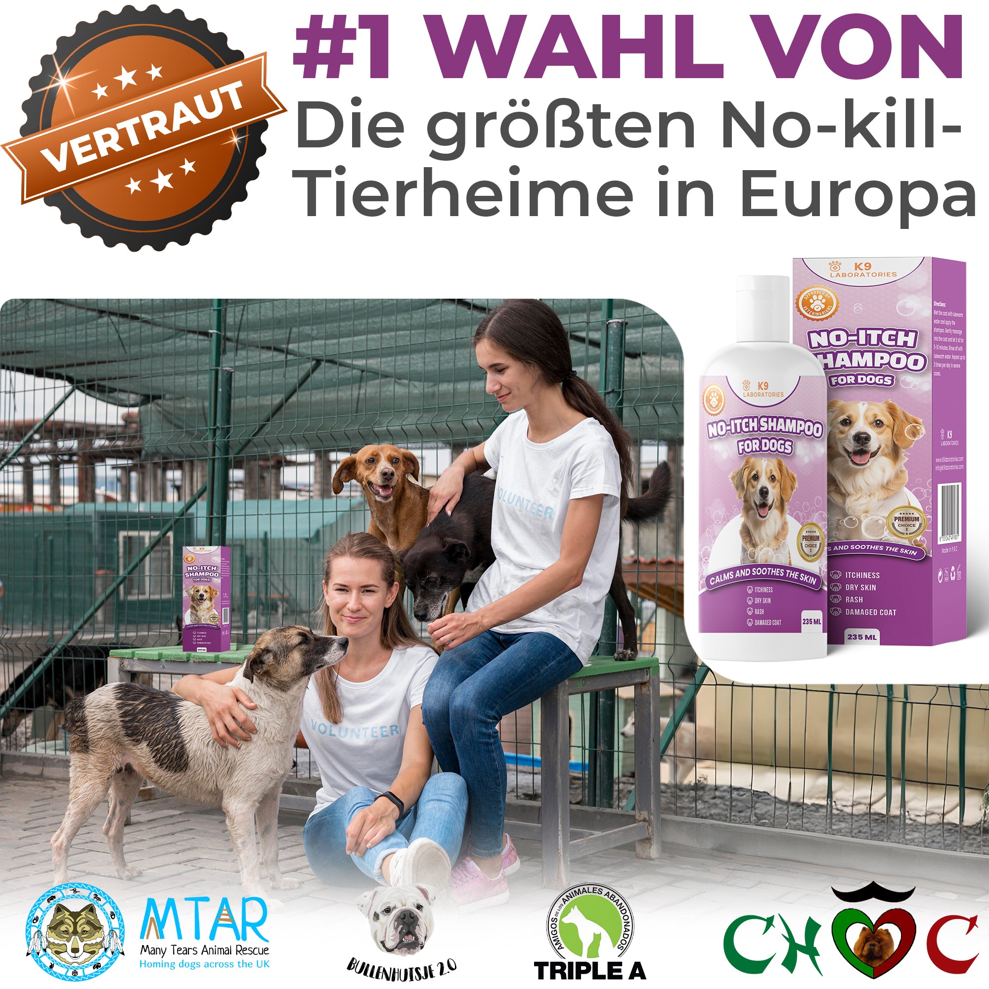 Anti Juckreiz Shampoo - gegen Kratzen & Lecken - Für sensible & allergische Hundehaut - Beruhigt sofort