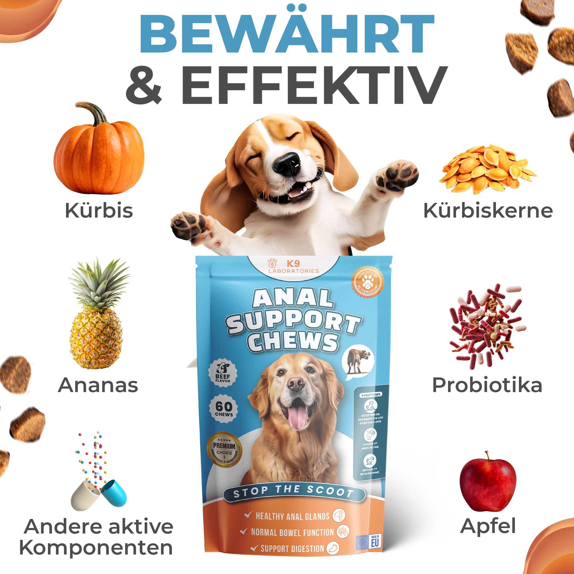 Anal Support Kausnack - Befreien Sie Ihren Hund von ständigem Po-Jucken und schlittenfahren