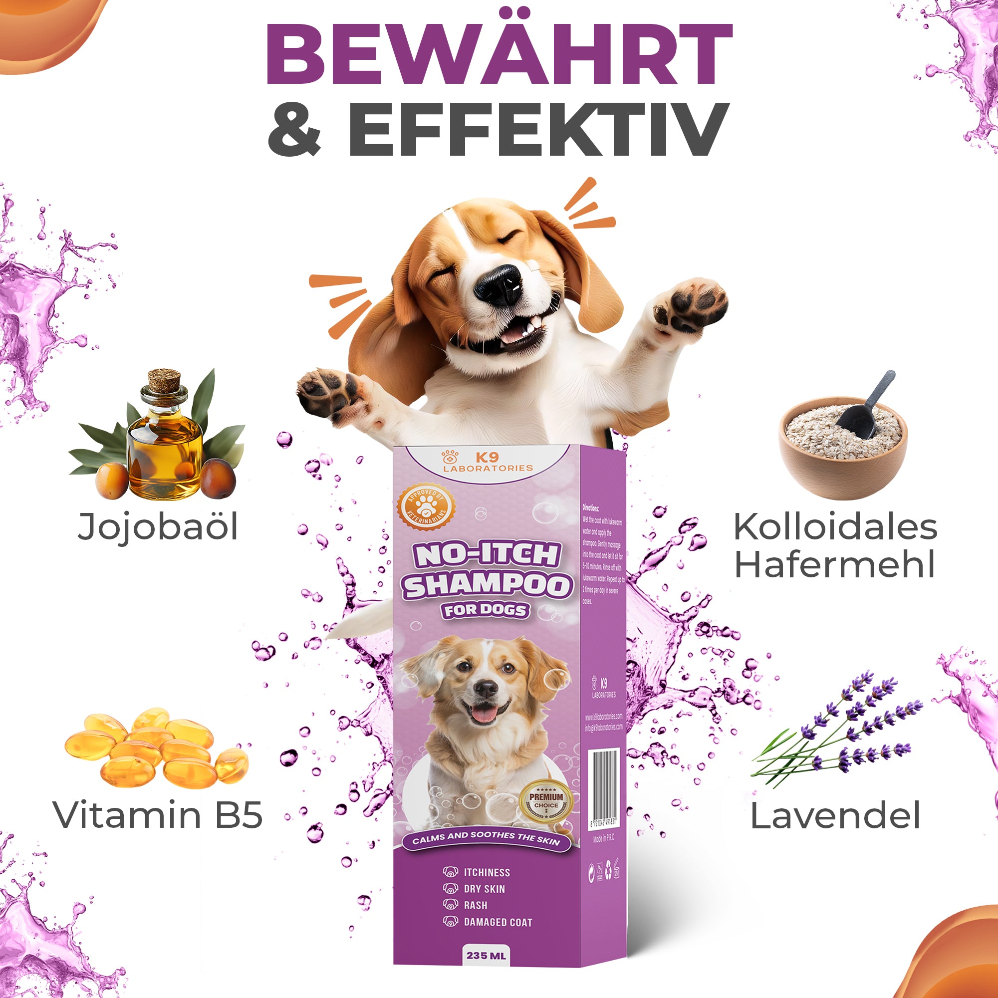 Anti Juckreiz Shampoo - gegen Kratzen & Lecken - Für sensible & allergische Hundehaut - Beruhigt sofort
