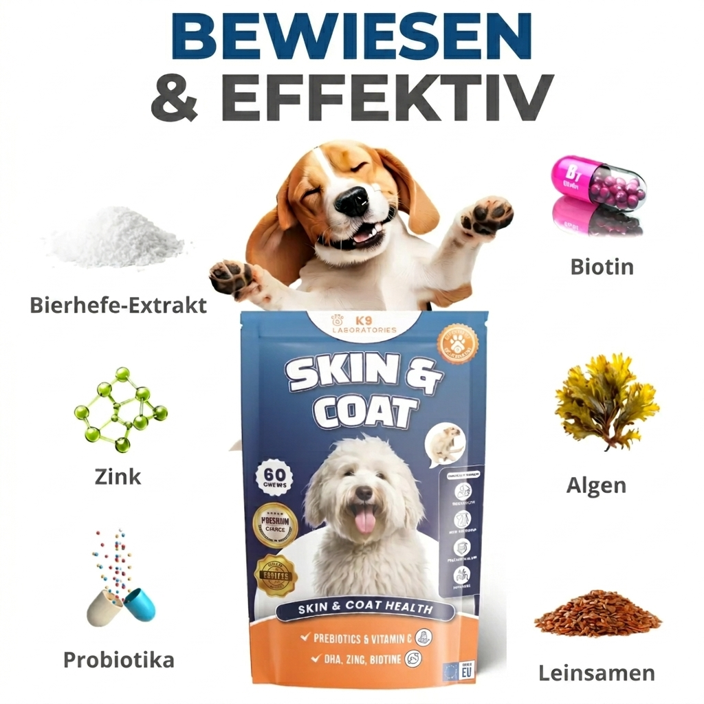 Skin & Coat Kausnack - Schnell Hilfe bei Fellverlus - Glanz ins Fell – Kraft in die Hautt & Schuppen